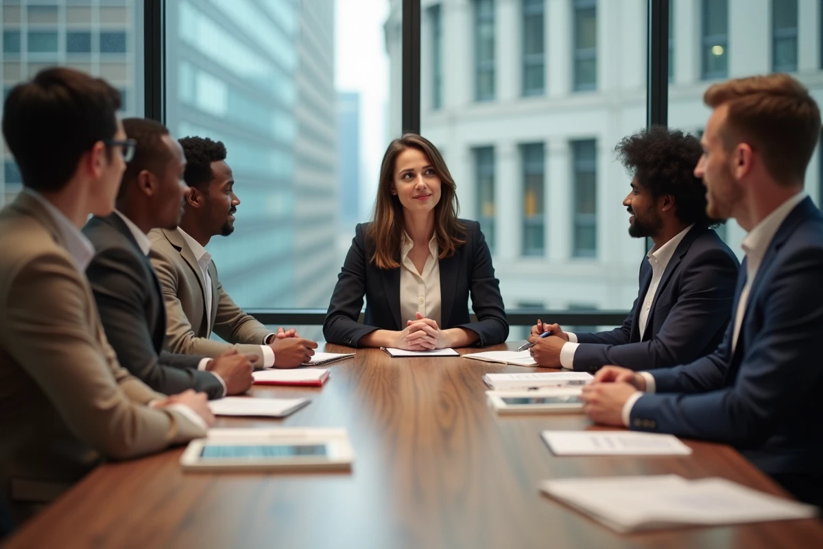 Groupe d interns divers lors d une réunion en entreprise