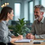 Jeune femme intern écoute un superviseur dans un bureau