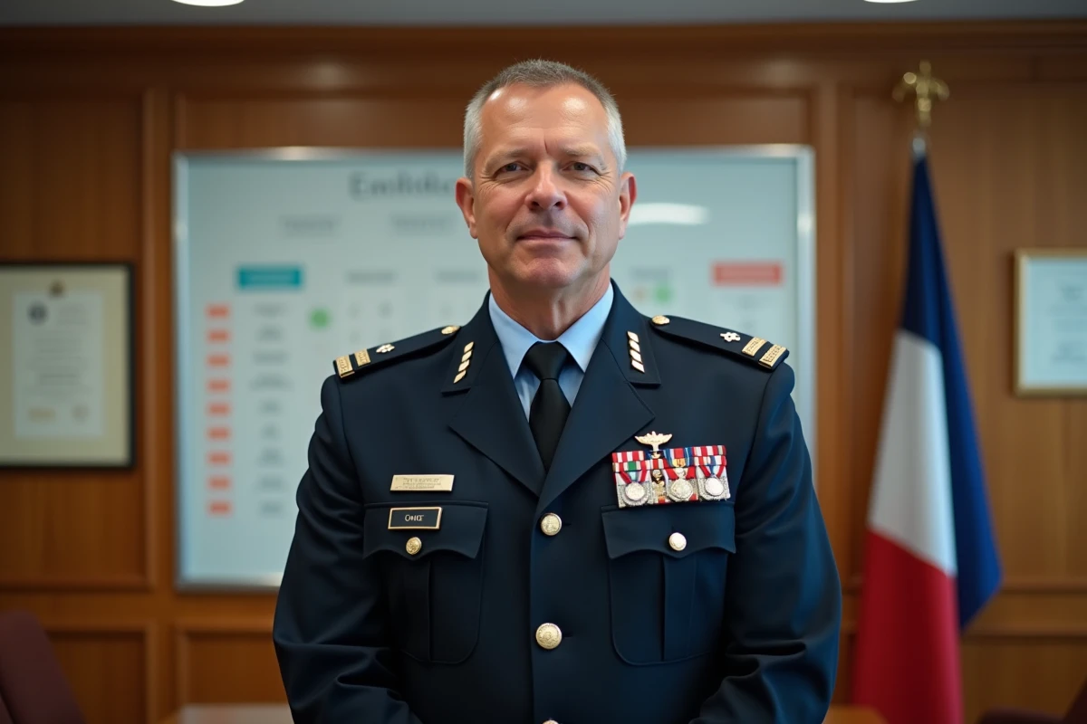 Sous-officier de gendarmerie expérimenté présentant les voies de carrière dans la gendarmerie nationale